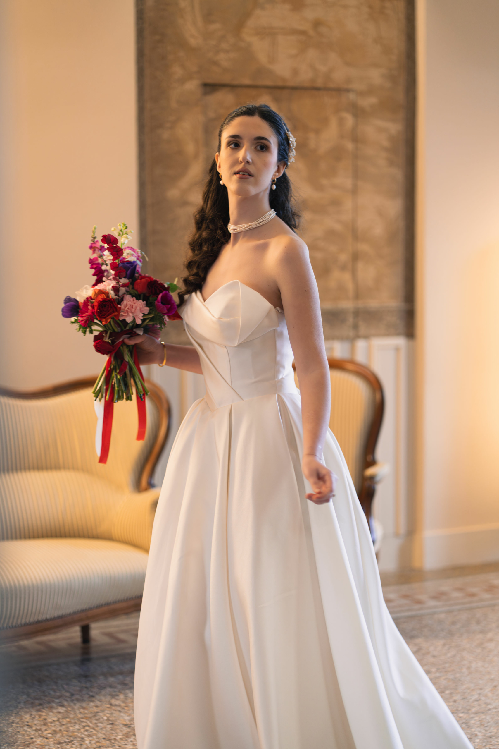 Robe haute couture en cours de création en atelier