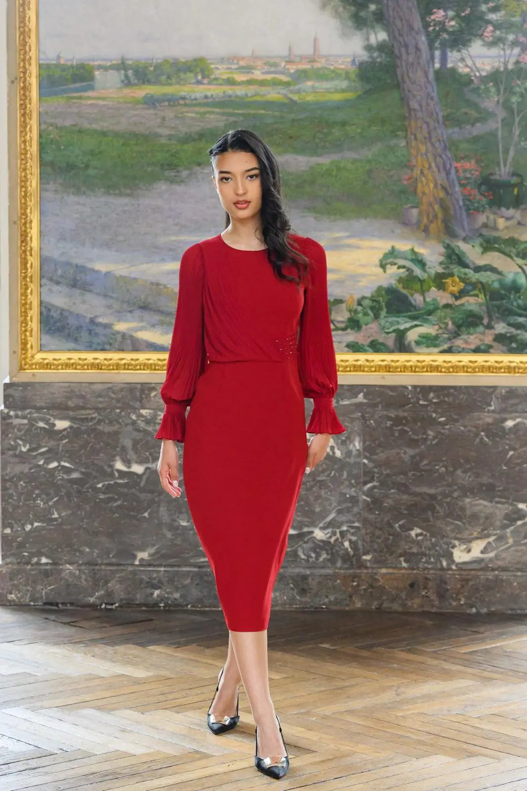 Robe midi à manches longues-Sophie