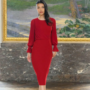 Robe midi à manches longues-Sophie