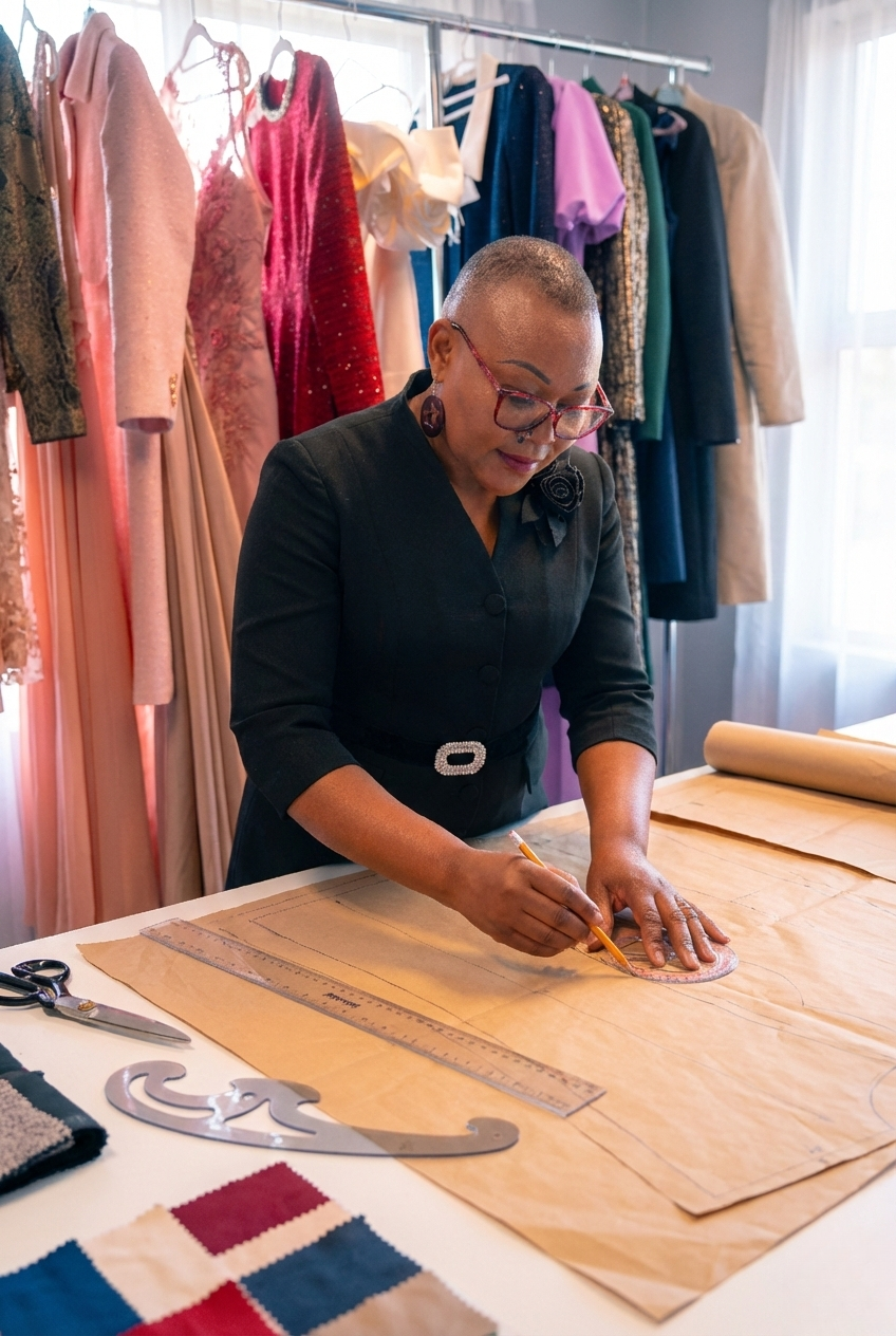 Patron de couture dessiné sur papier kraft