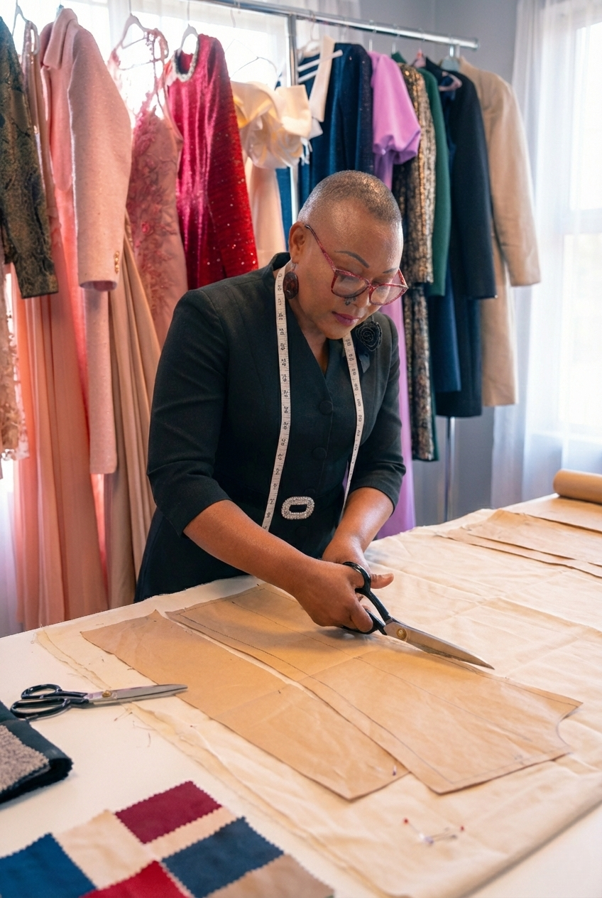 Découpe de tissu dans un atelier de couture